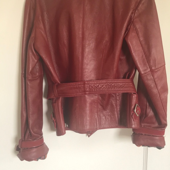 Red leather Marc Laurent buckle jacket - Picture 6 of 6